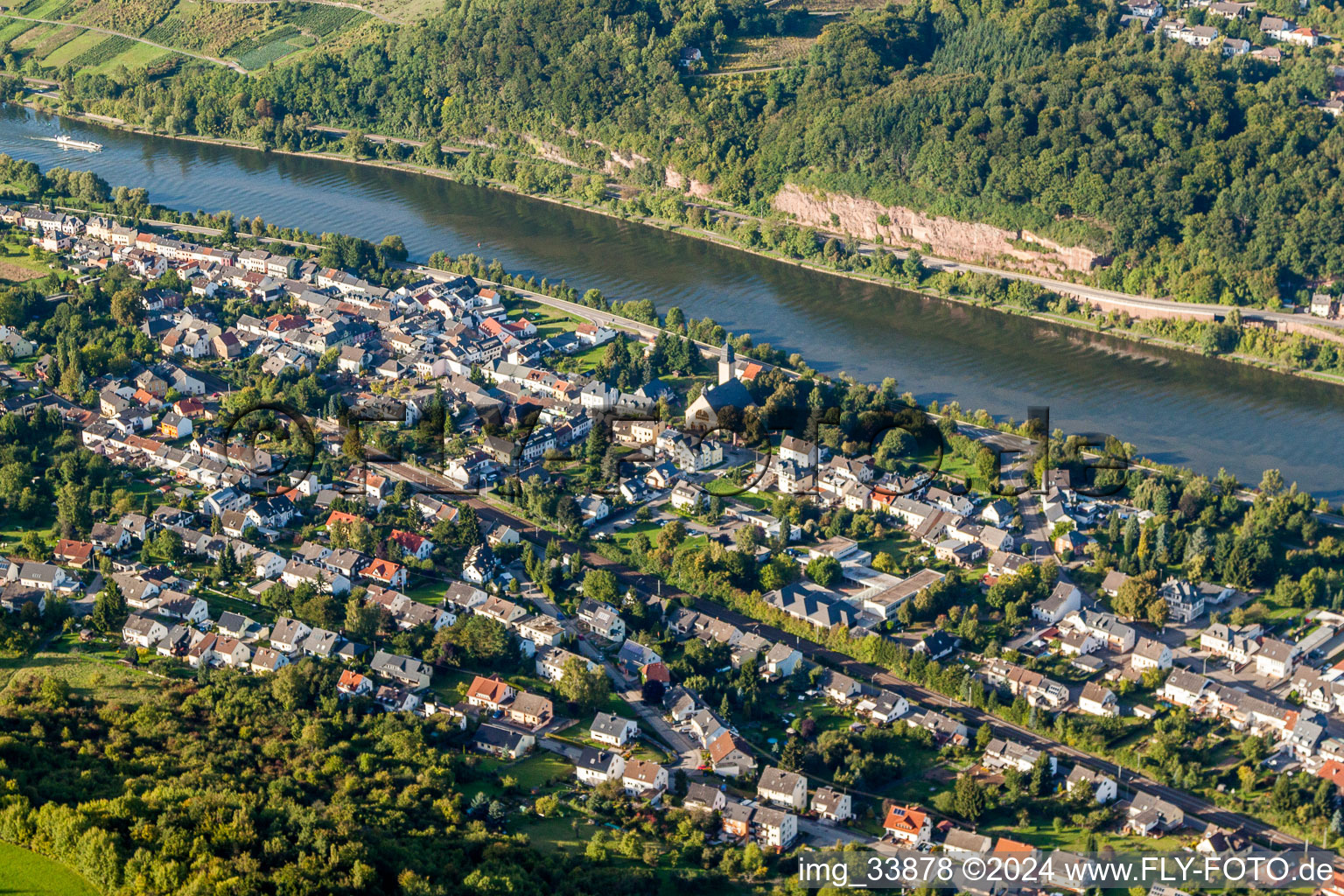 Village on the river bank areas in Wasserliesch in the state Rhineland-Palatinate, Germany