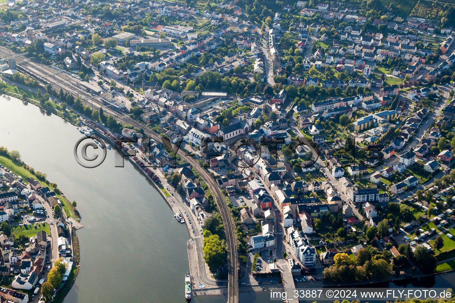 Town on the banks of the river of the river Mosel in Mertert in Grevenmacher, Luxembourg