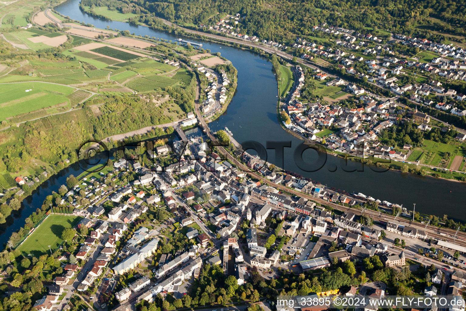 Aerial photograpy of Wasserbillig in the state Grevenmacher, Luxembourg