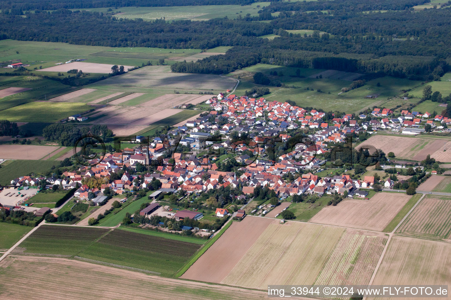 Drone image of Knittelsheim in the state Rhineland-Palatinate, Germany