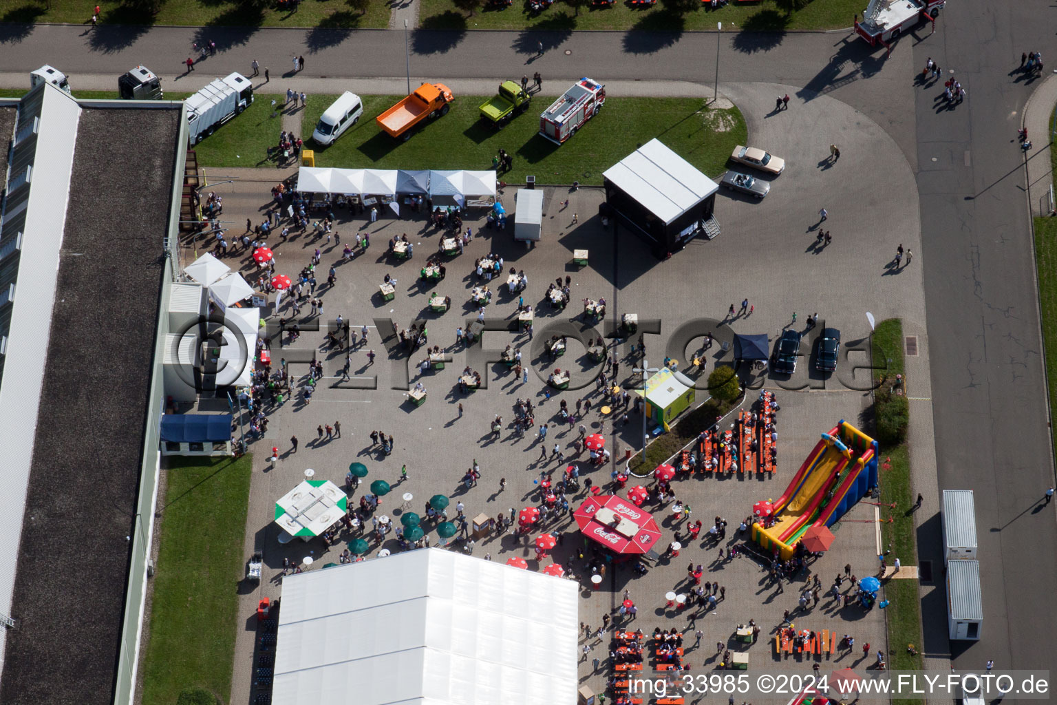 Bird's eye view of Daimler GLC on the island of Green in Germersheim in the state Rhineland-Palatinate, Germany