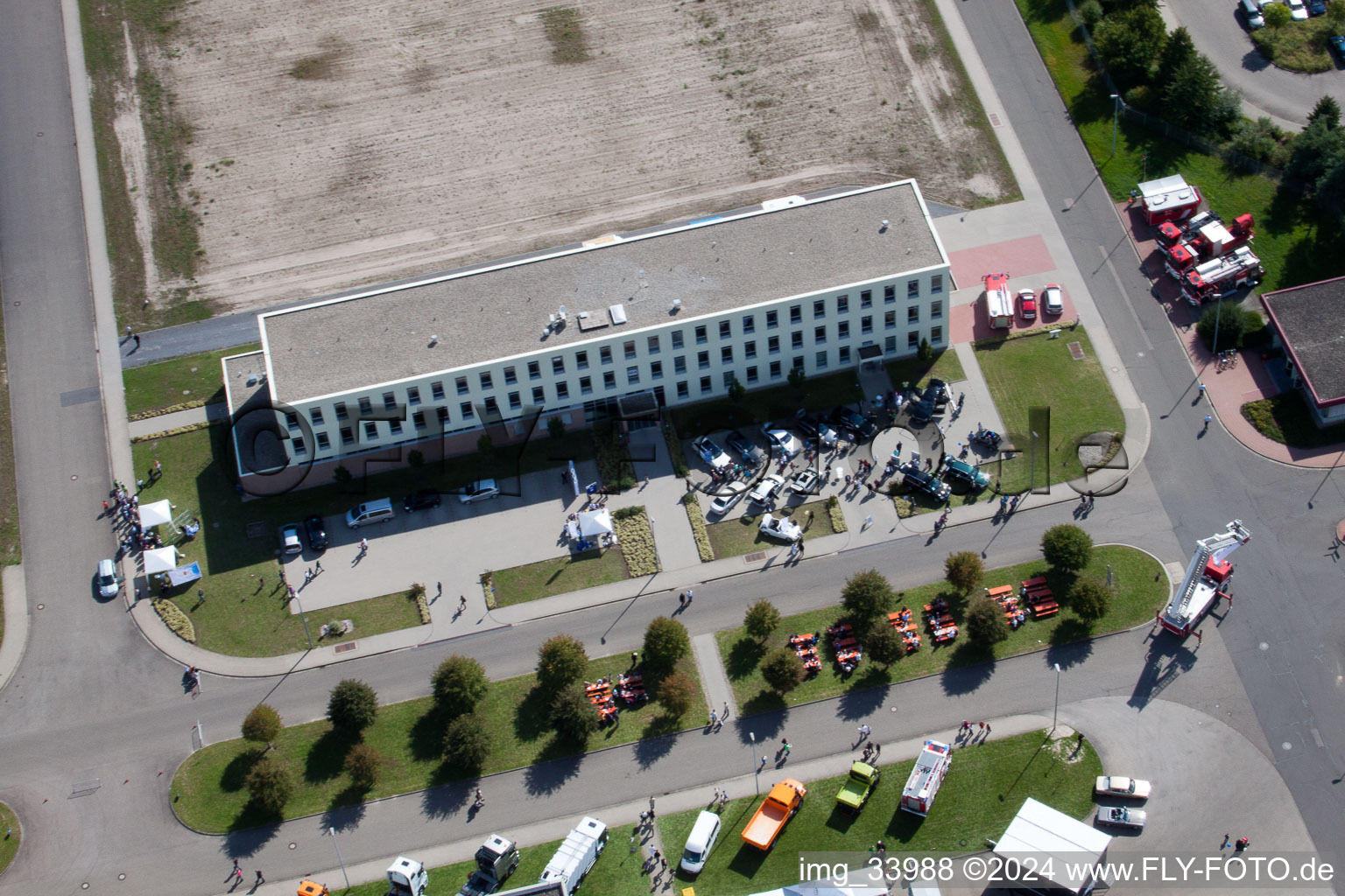 Daimler GLC on the island of Green in Germersheim in the state Rhineland-Palatinate, Germany viewn from the air