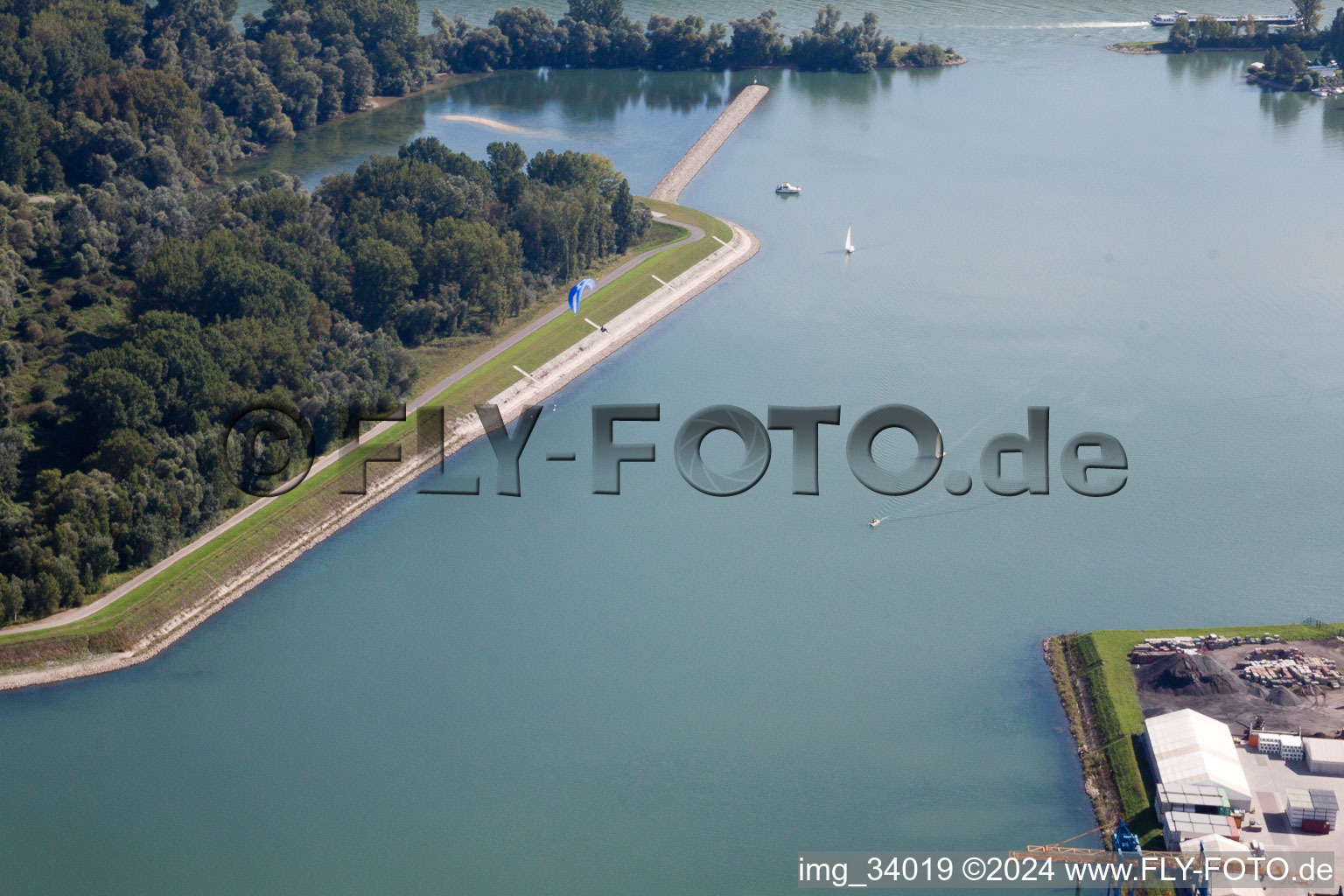 Aerial view of Marina in Germersheim in the state Rhineland-Palatinate, Germany