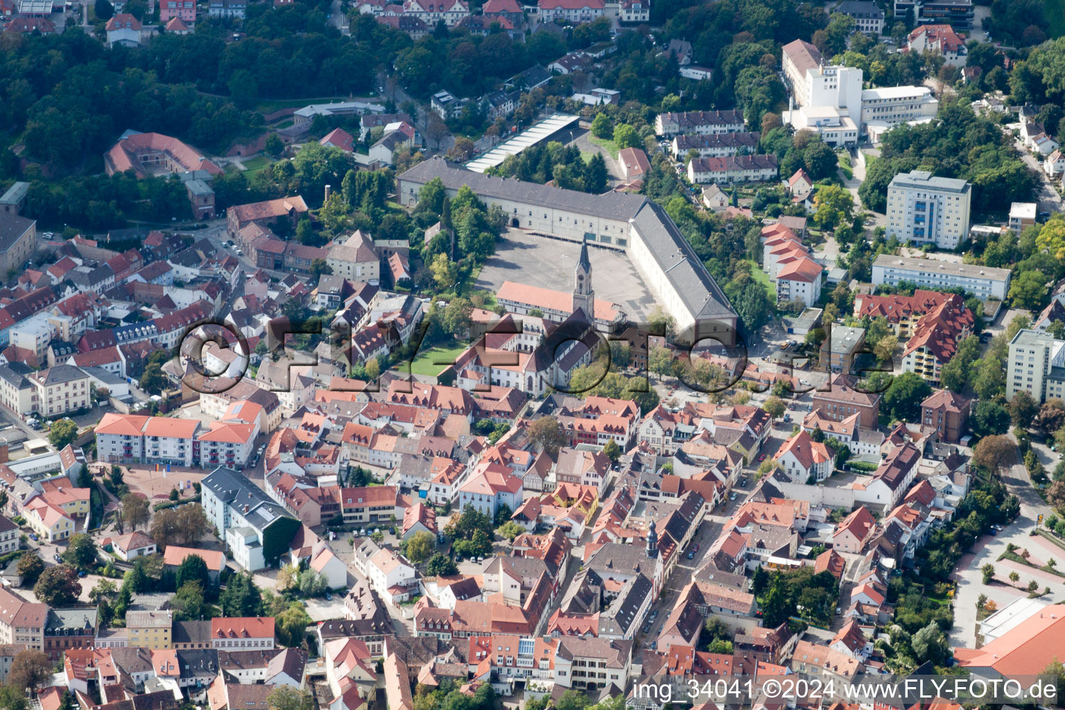 Bird's eye view of Germersheim in the state Rhineland-Palatinate, Germany