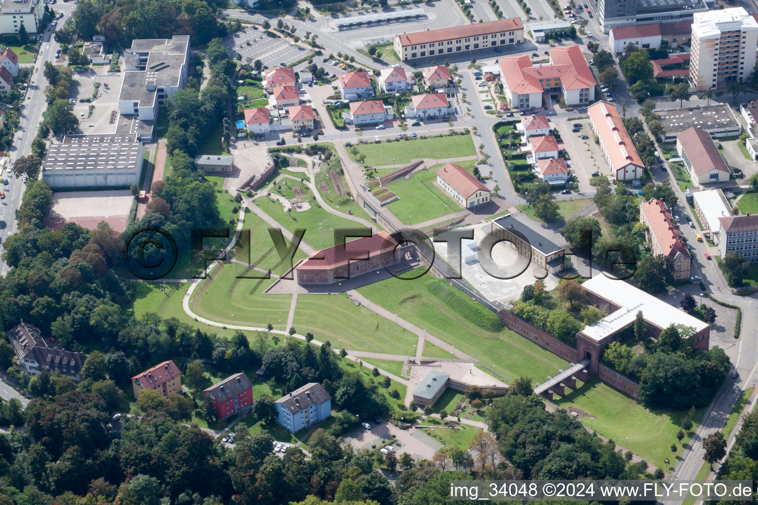 Drone recording of Germersheim in the state Rhineland-Palatinate, Germany