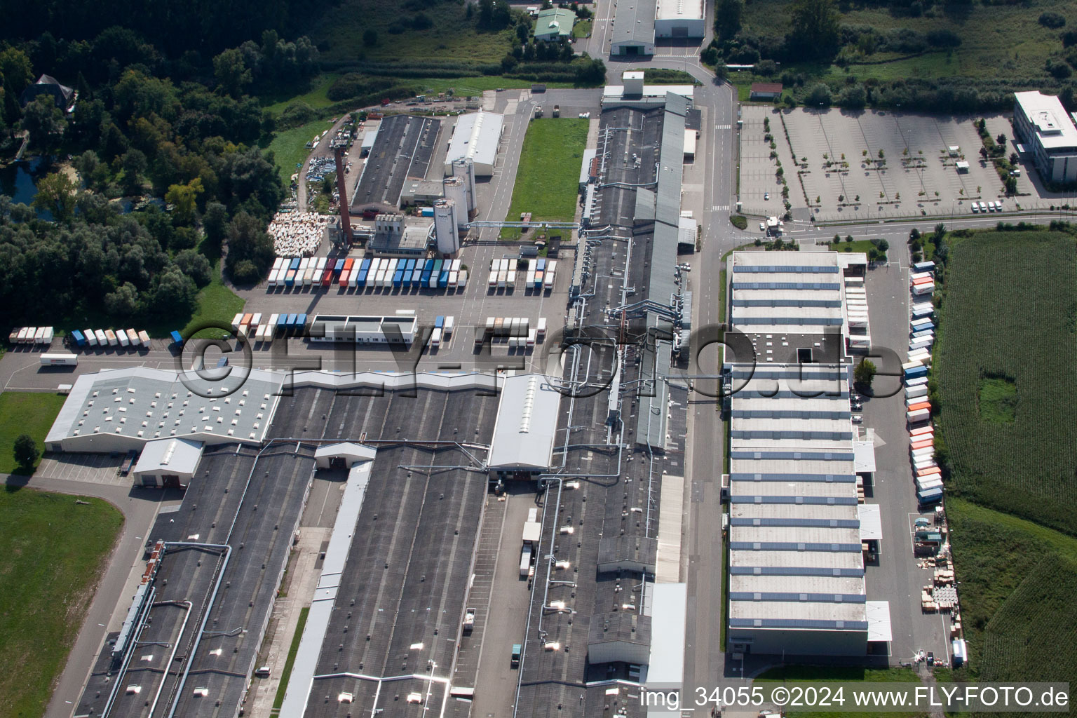 Aerial photograpy of Nolte Furniture/Woodwork GmbH in Germersheim in the state Rhineland-Palatinate, Germany