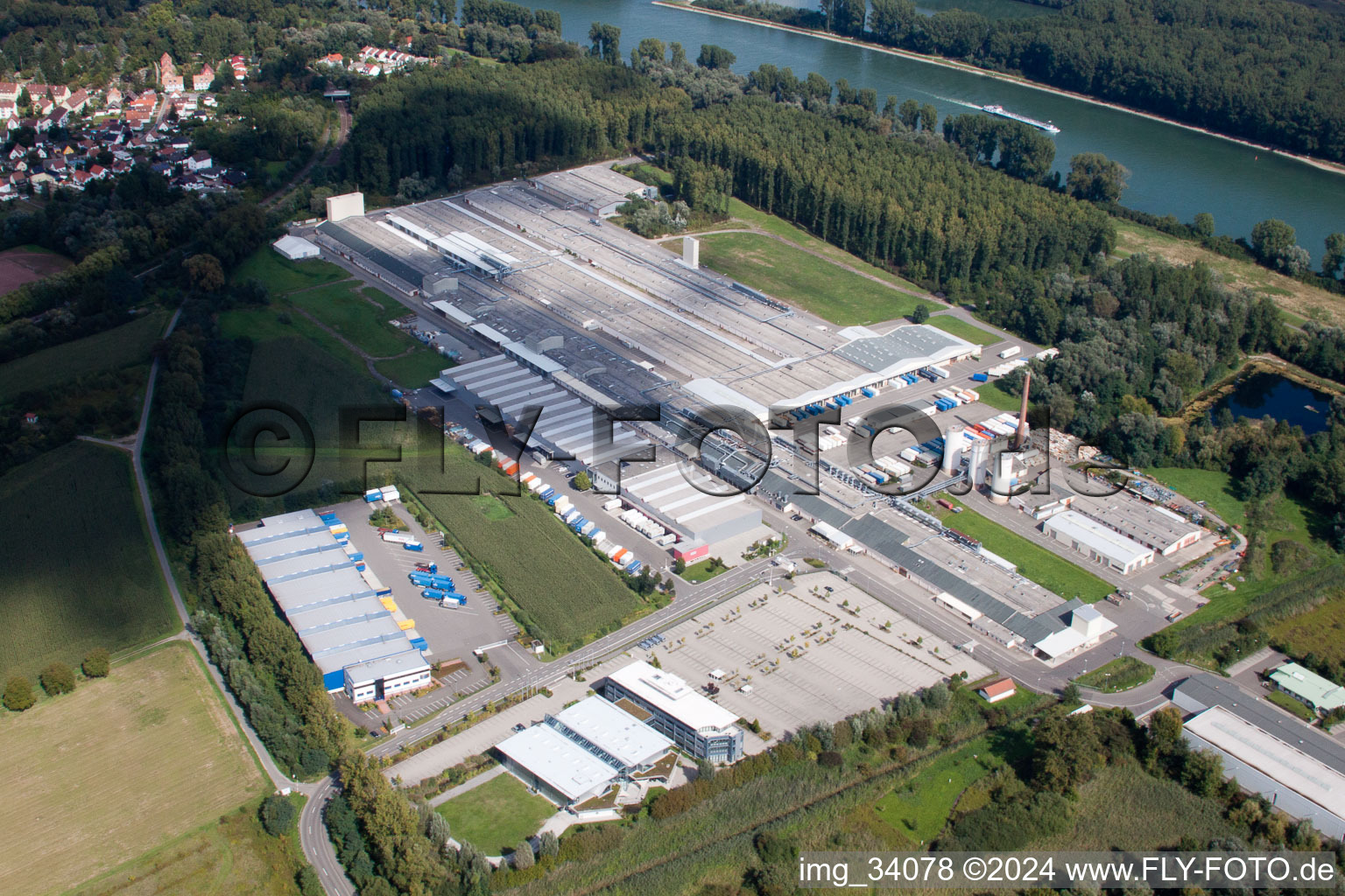 Nolte Furniture/Woodwork GmbH in Germersheim in the state Rhineland-Palatinate, Germany viewn from the air