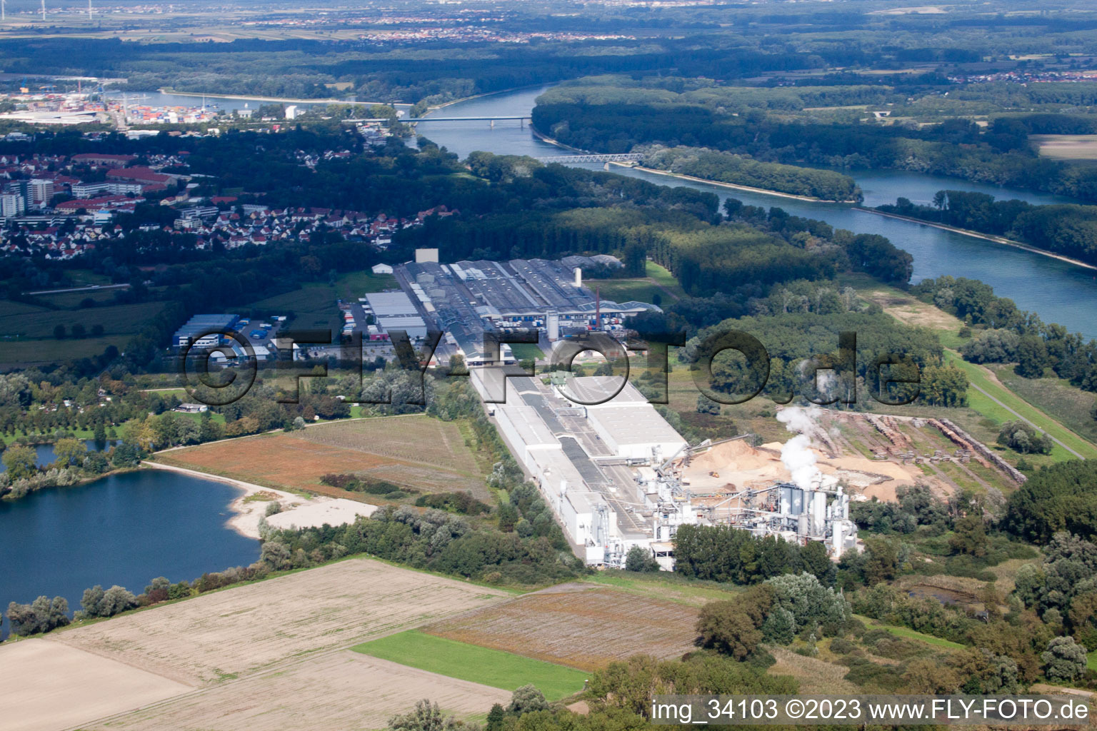 Drone recording of Nolte-Möbel/Holzwerk GmbH in Germersheim in the state Rhineland-Palatinate, Germany