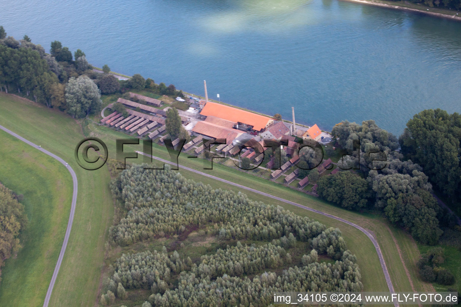 Aerial photograpy of Old brickworks in the district Sondernheim in Germersheim in the state Rhineland-Palatinate, Germany