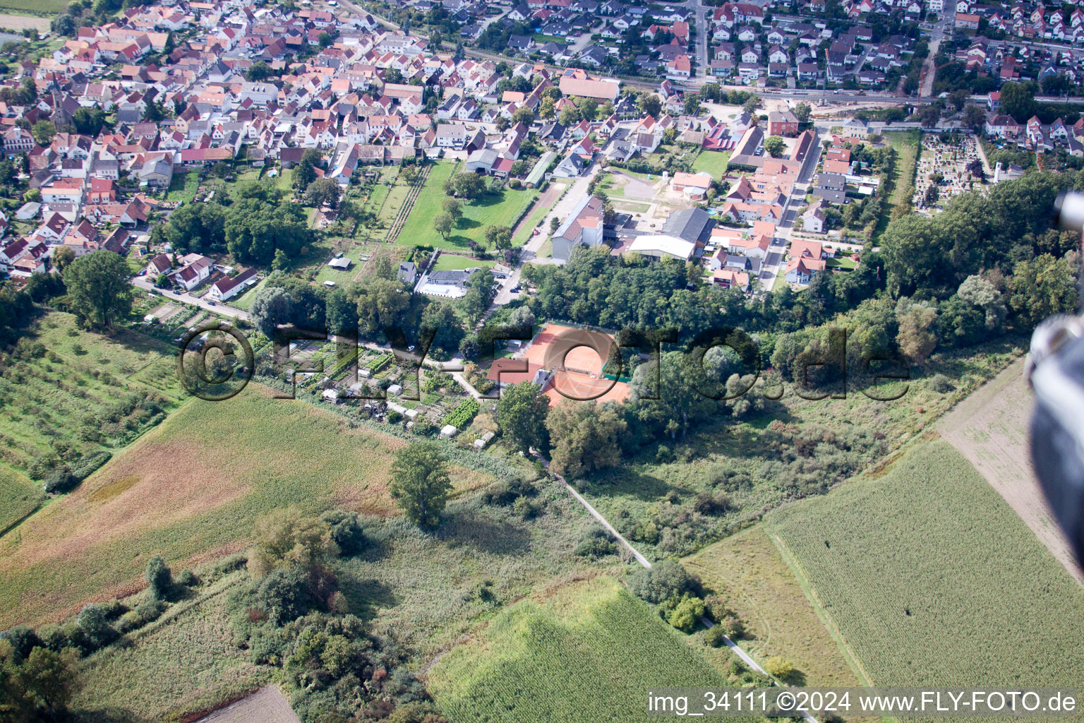 District Sondernheim in Germersheim in the state Rhineland-Palatinate, Germany viewn from the air