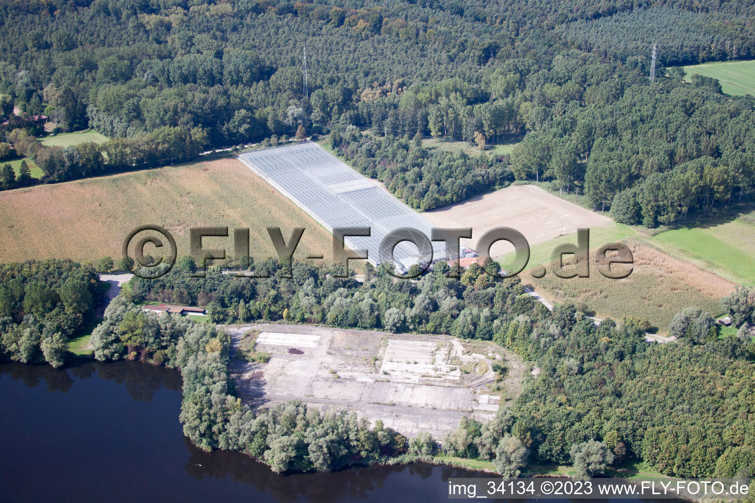 Aerial photograpy of Klaus and Frank Mildenberger nursery in the district Sondernheim in Germersheim in the state Rhineland-Palatinate, Germany