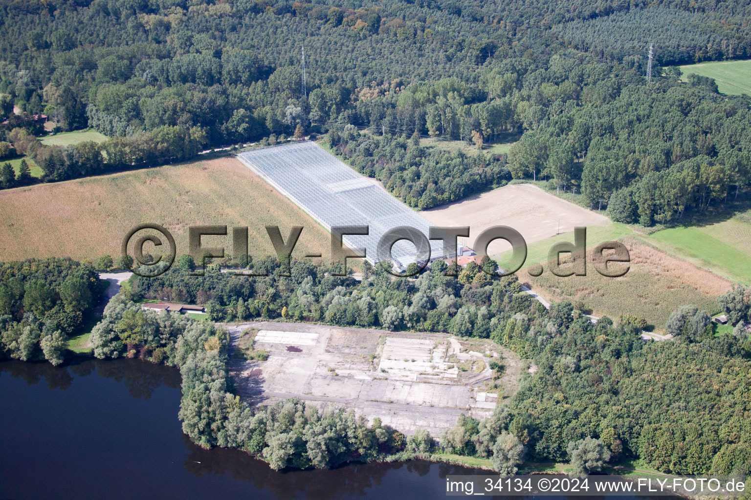 Aerial photograpy of Gardening center Klaus and Frank Mildenberger in the district Sondernheim in Germersheim in the state Rhineland-Palatinate, Germany