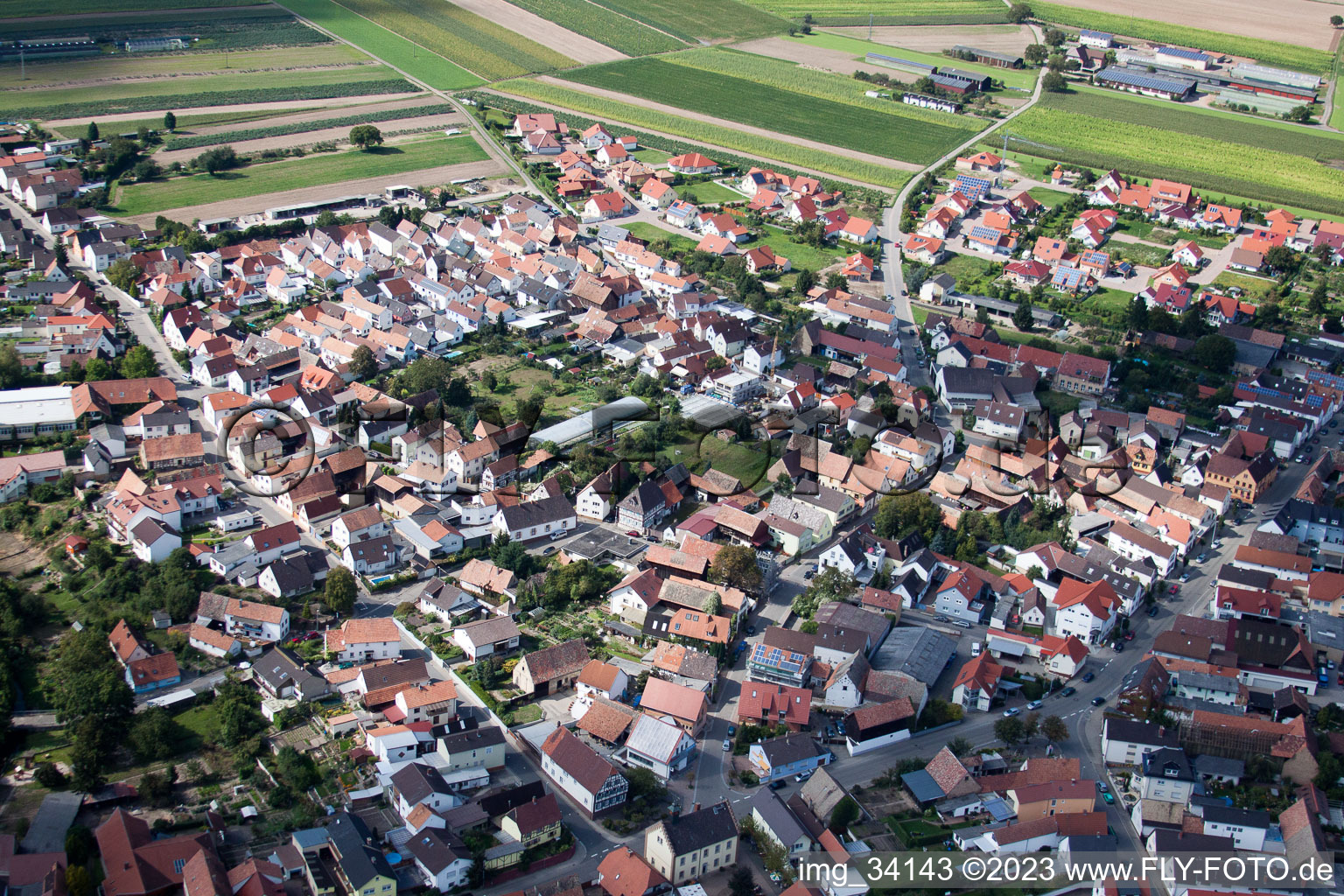 Hördt in the state Rhineland-Palatinate, Germany seen from a drone