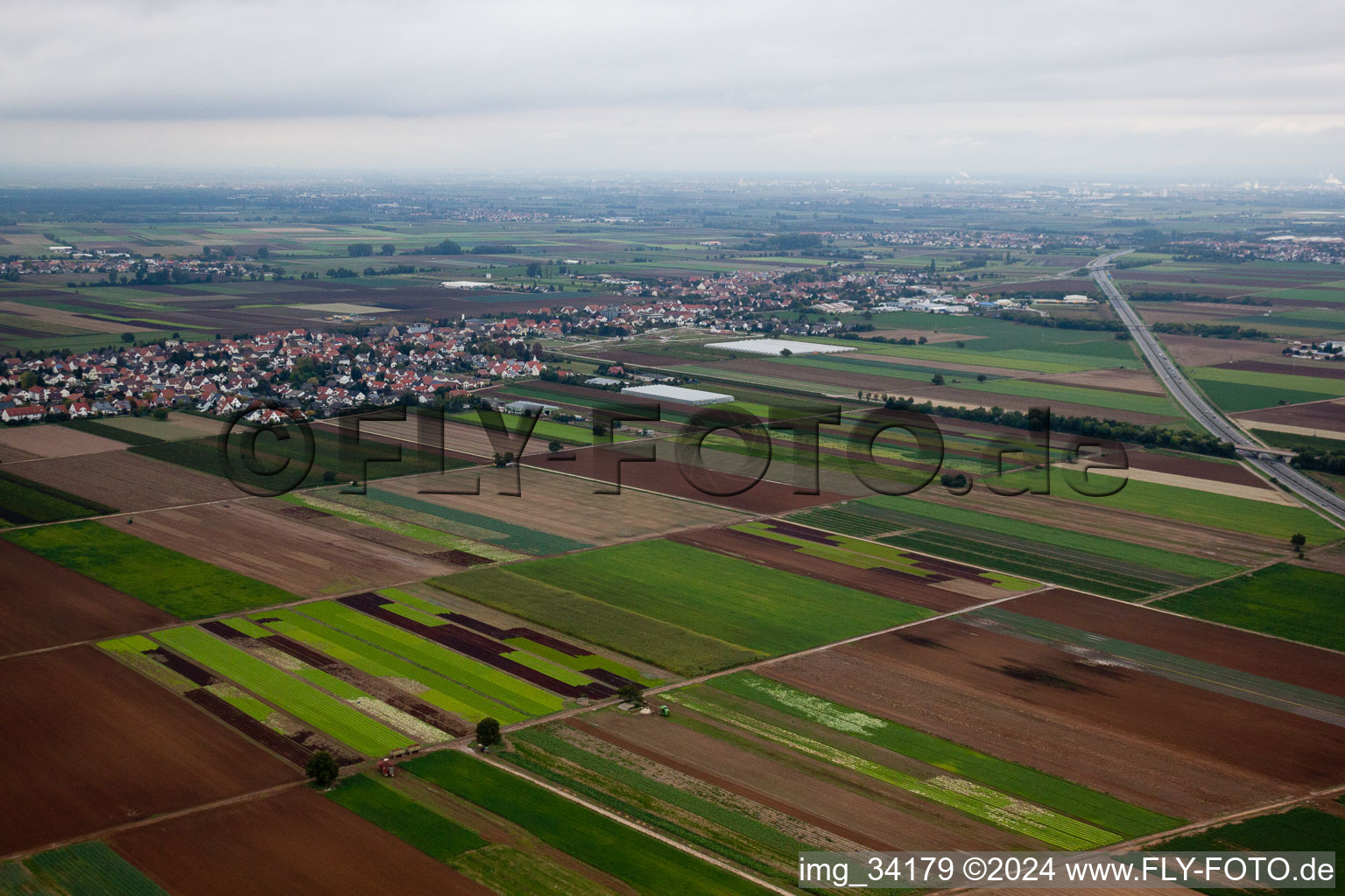 Aerial photograpy of District Assenheim in Hochdorf-Assenheim in the state Rhineland-Palatinate, Germany