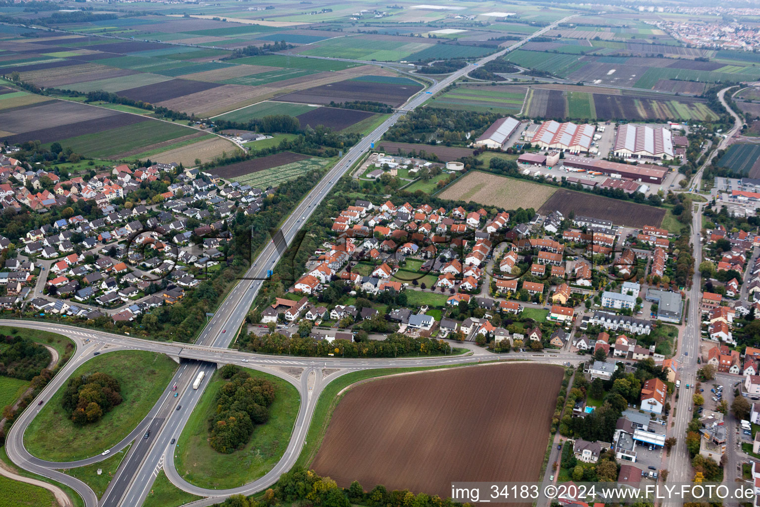 Aerial photograpy of District Dannstadt in Dannstadt-Schauernheim in the state Rhineland-Palatinate, Germany