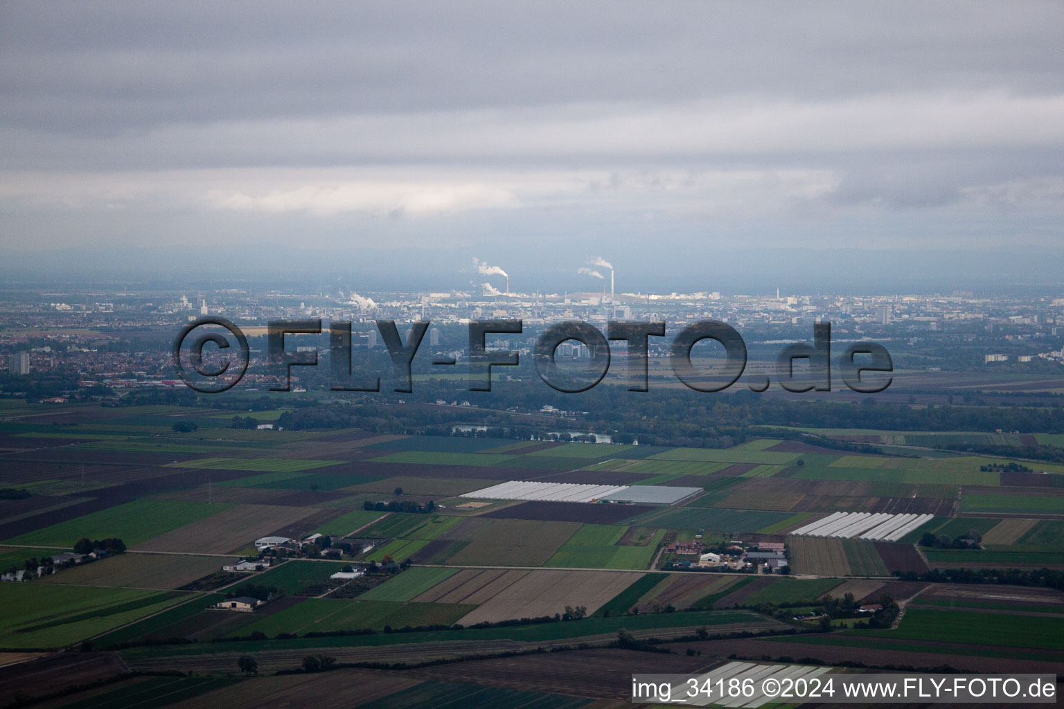 Mutterstadt in the state Rhineland-Palatinate, Germany viewn from the air