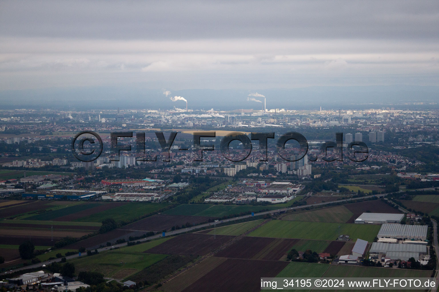 Aerial view of Bauhaus in the district Oggersheim in Ludwigshafen am Rhein in the state Rhineland-Palatinate, Germany