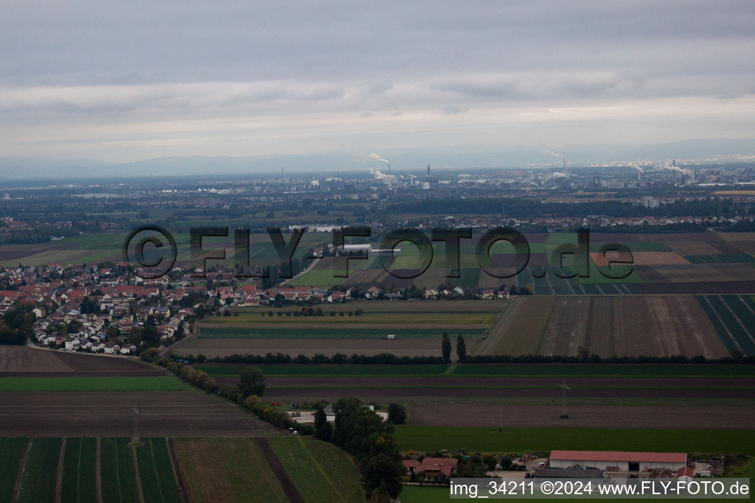 Aerial photograpy of Maxdorf in the state Rhineland-Palatinate, Germany