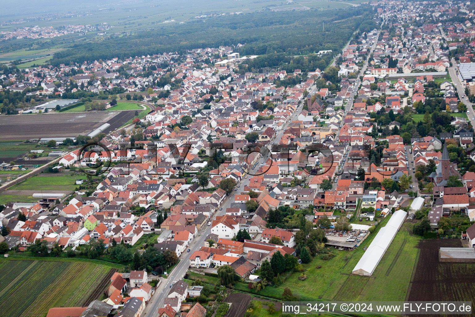 Maxdorf in the state Rhineland-Palatinate, Germany from the plane