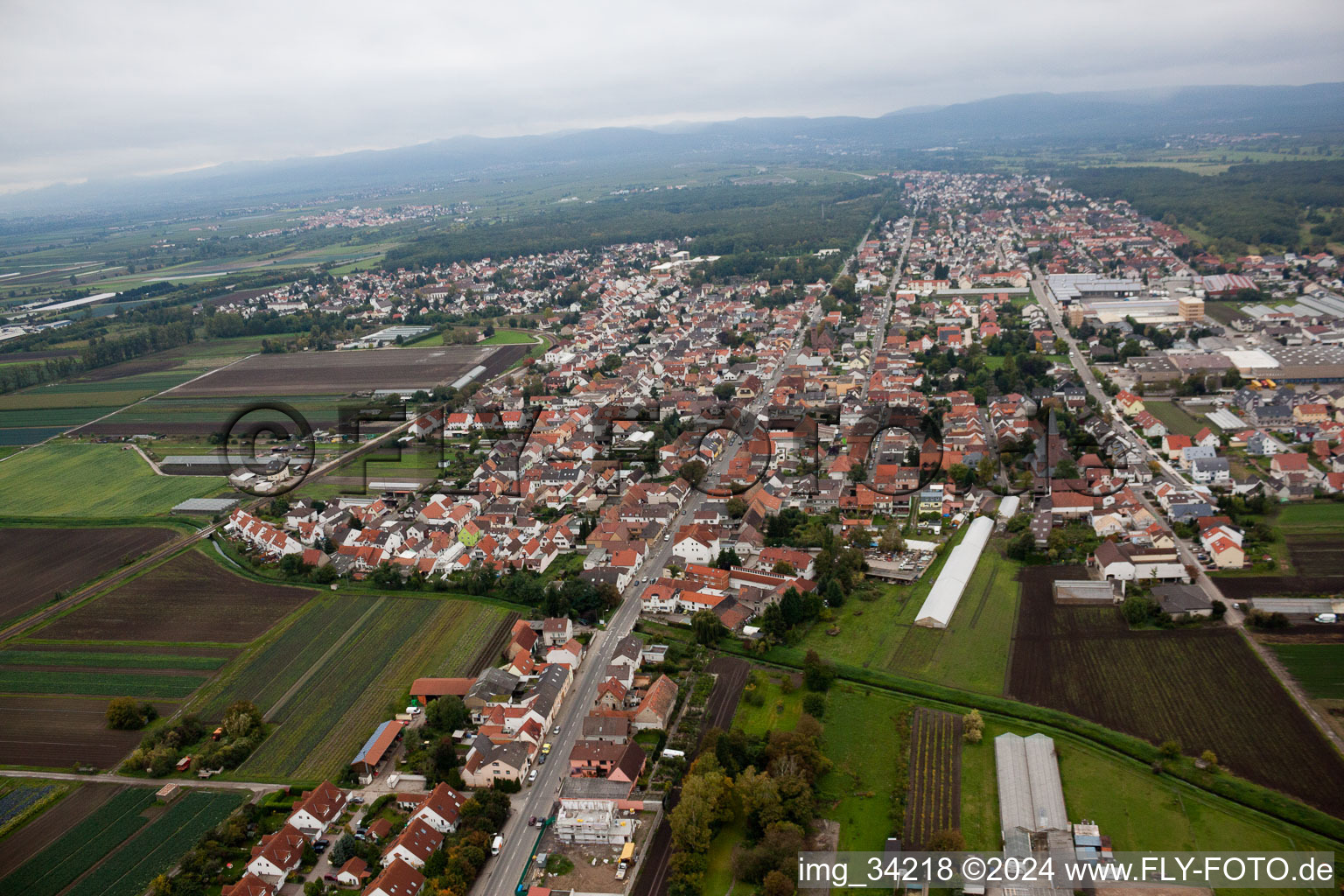 Bird's eye view of Maxdorf in the state Rhineland-Palatinate, Germany