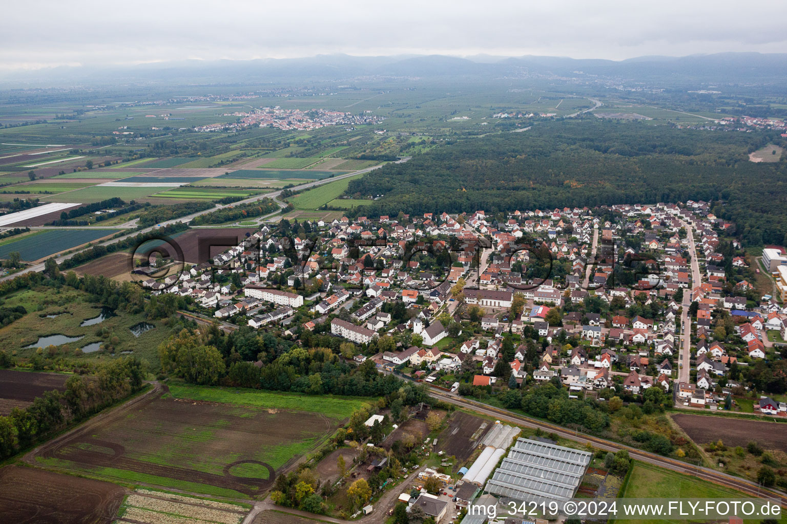 Maxdorf in the state Rhineland-Palatinate, Germany viewn from the air