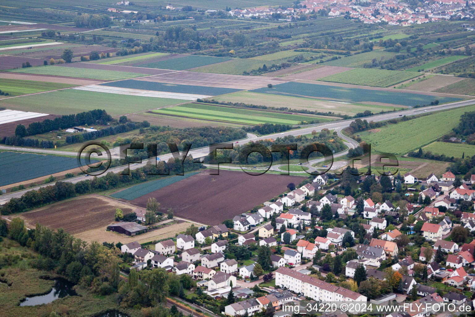 Drone recording of Maxdorf in the state Rhineland-Palatinate, Germany