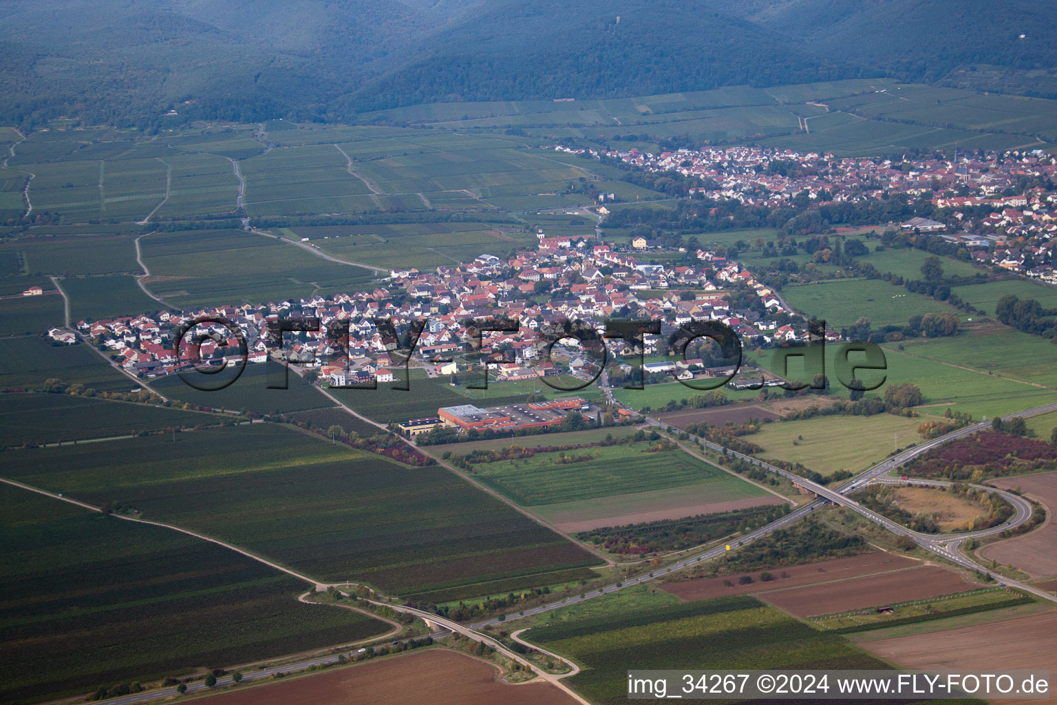 Aerial photograpy of Ruppertsberg in the state Rhineland-Palatinate, Germany