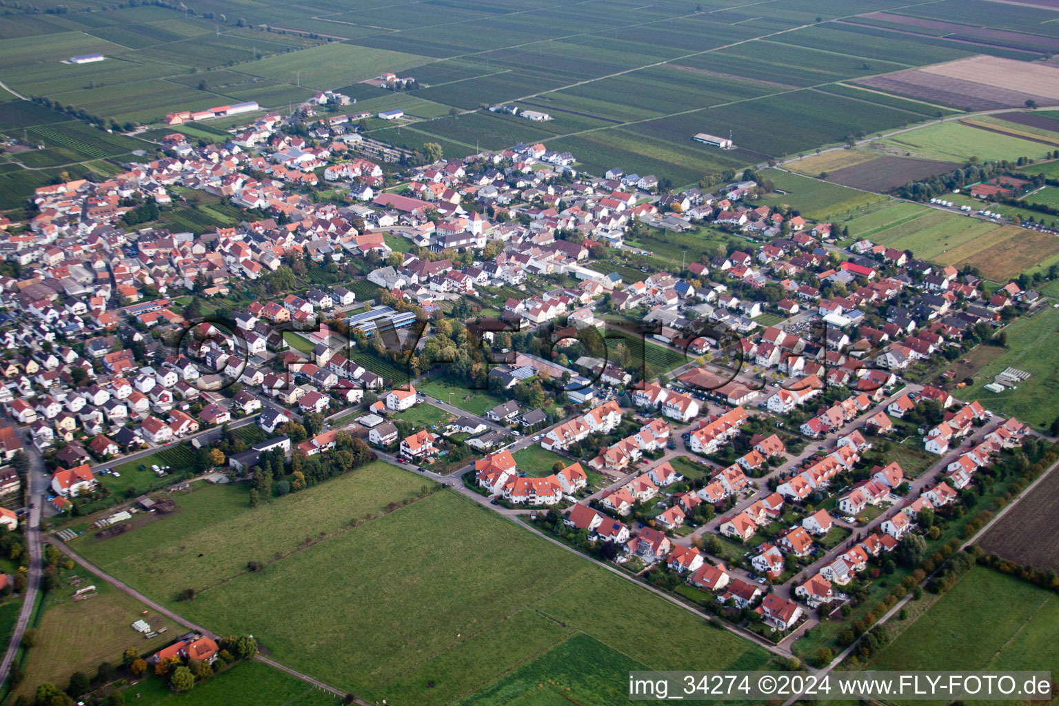 Ruppertsberg in the state Rhineland-Palatinate, Germany from above