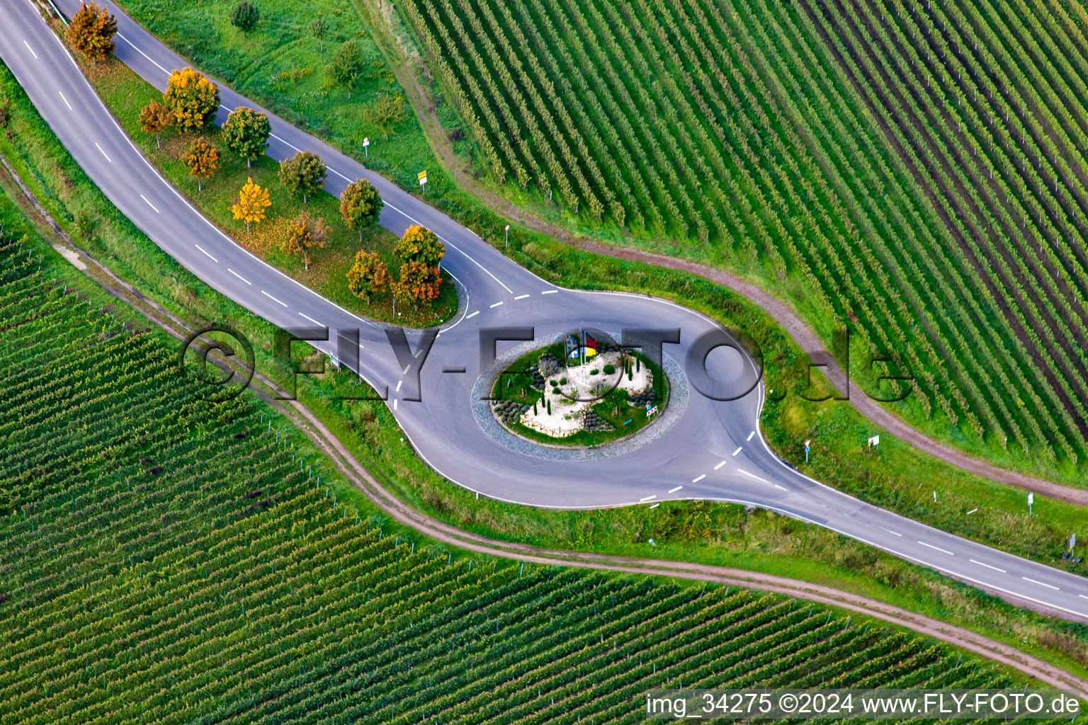 Bird's eye view of Niederkirchen bei Deidesheim in the state Rhineland-Palatinate, Germany