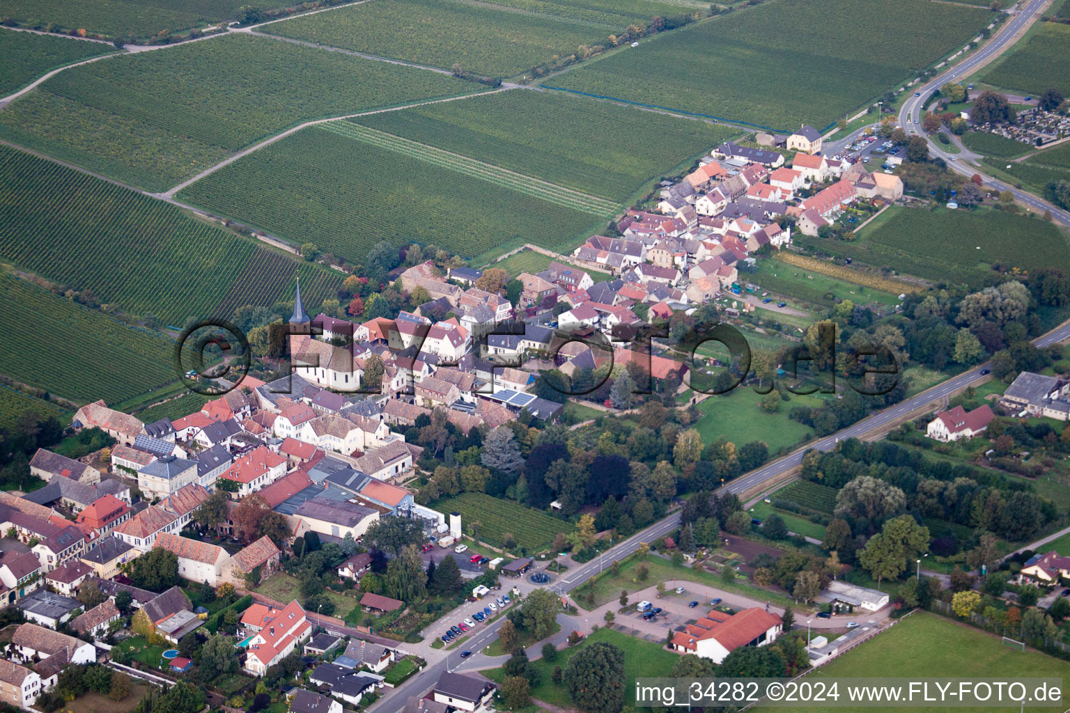 Forst an der Weinstraße in the state Rhineland-Palatinate, Germany from the plane