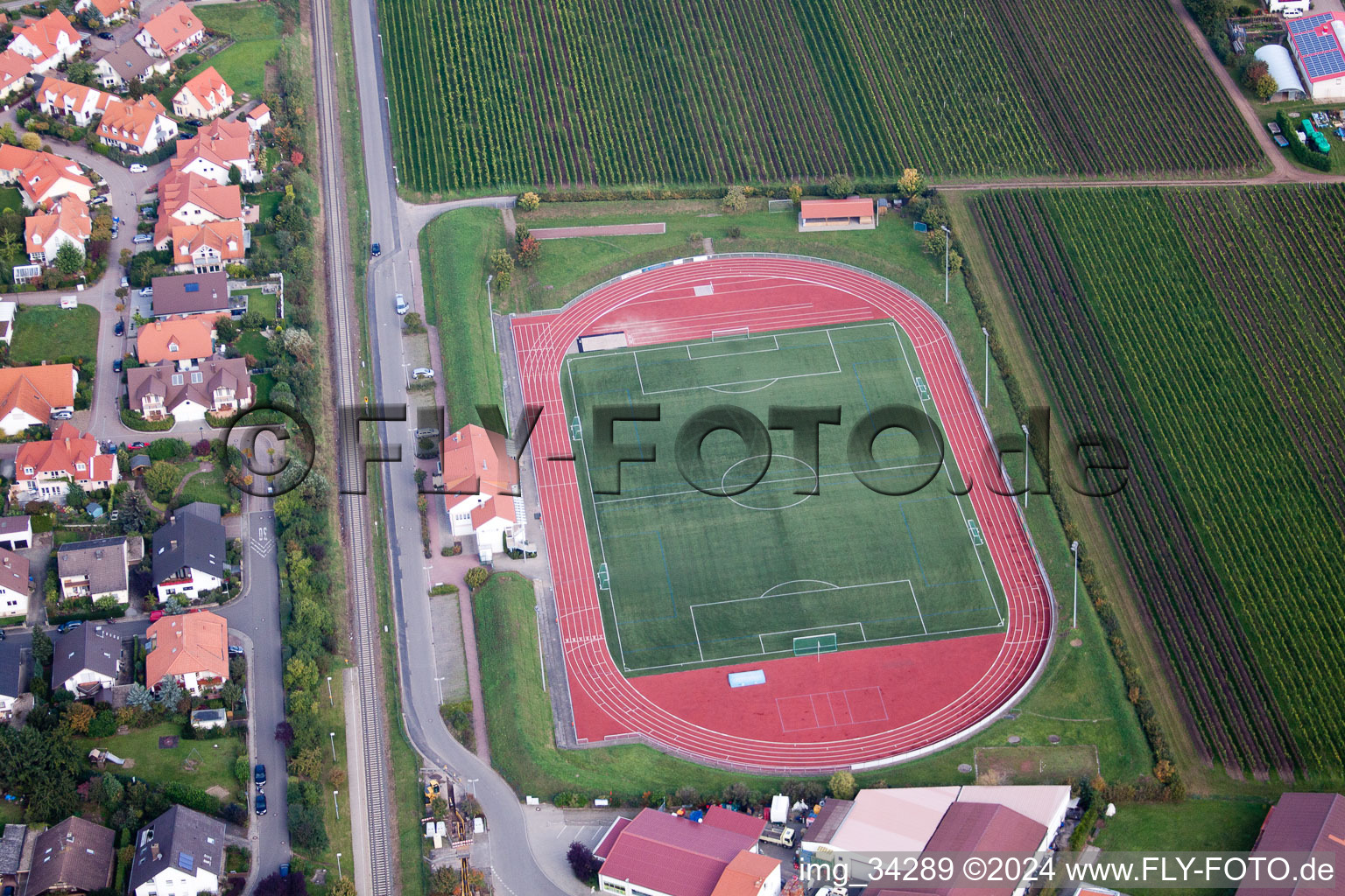 Drone recording of Wachenheim an der Weinstraße in the state Rhineland-Palatinate, Germany