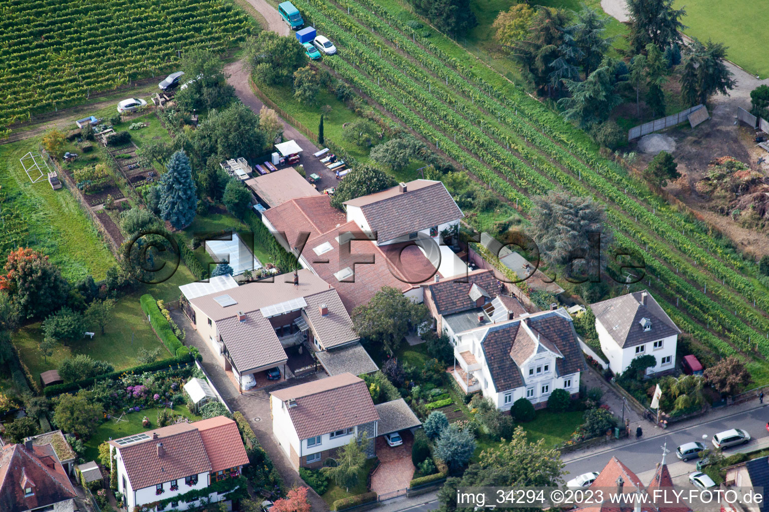 Aerial view of Zimmermann's apple days in Wachenheim an der Weinstraße in the state Rhineland-Palatinate, Germany