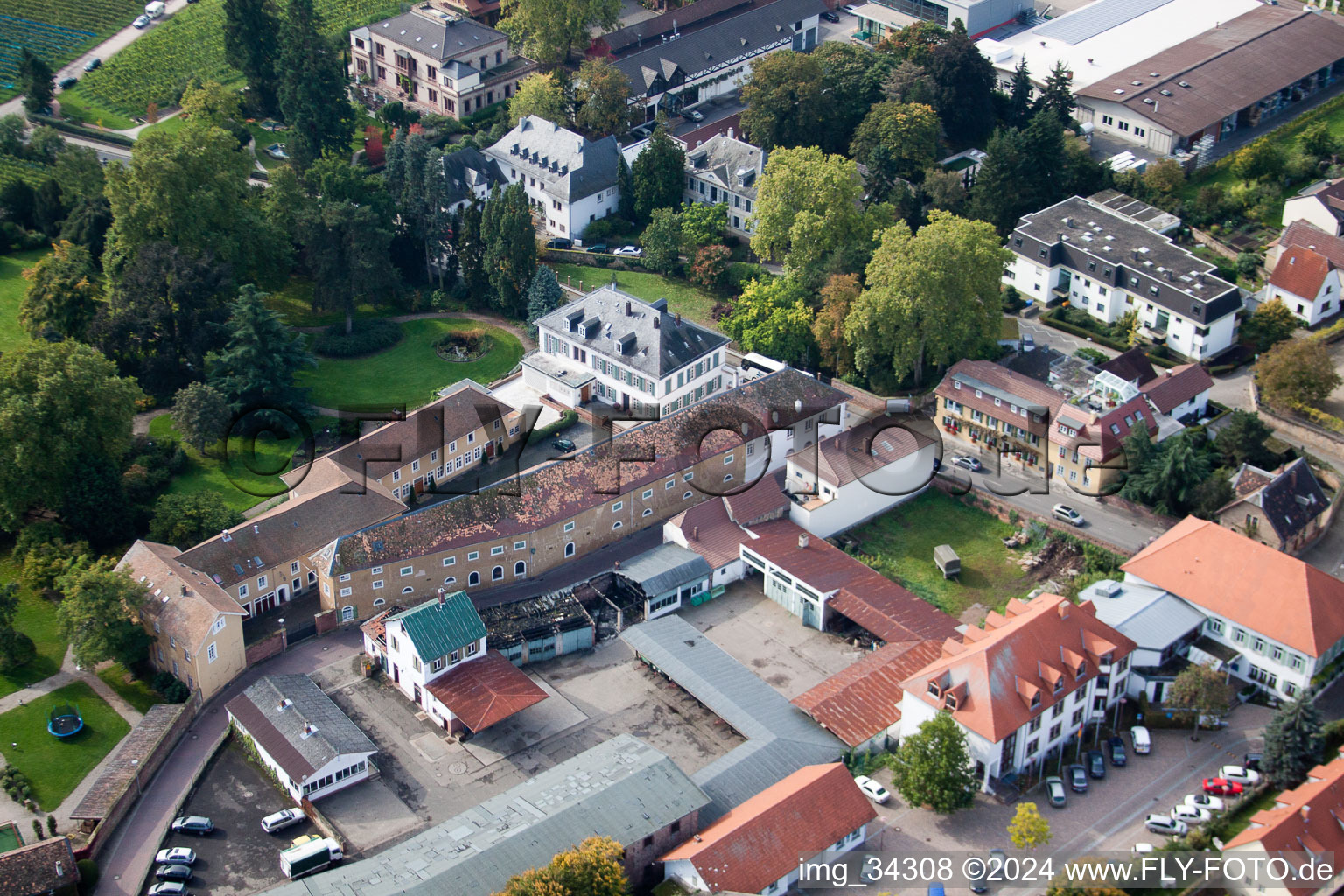 Wachenheim an der Weinstraße in the state Rhineland-Palatinate, Germany from the drone perspective