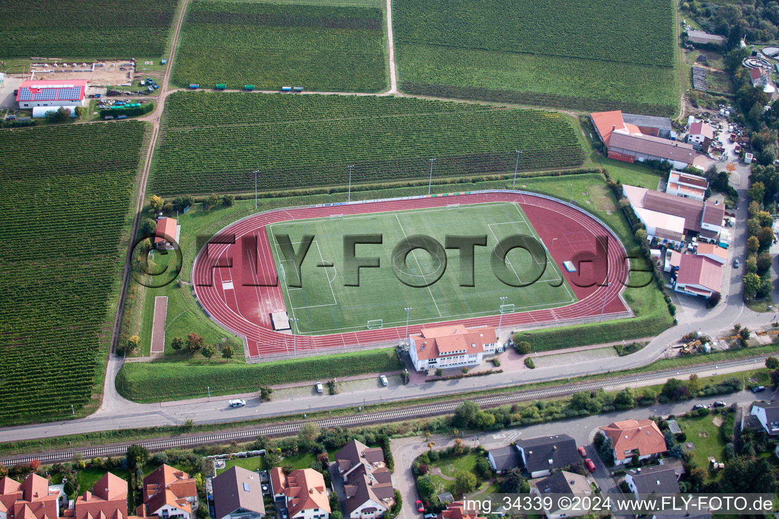 Wachenheim an der Weinstraße in the state Rhineland-Palatinate, Germany from above