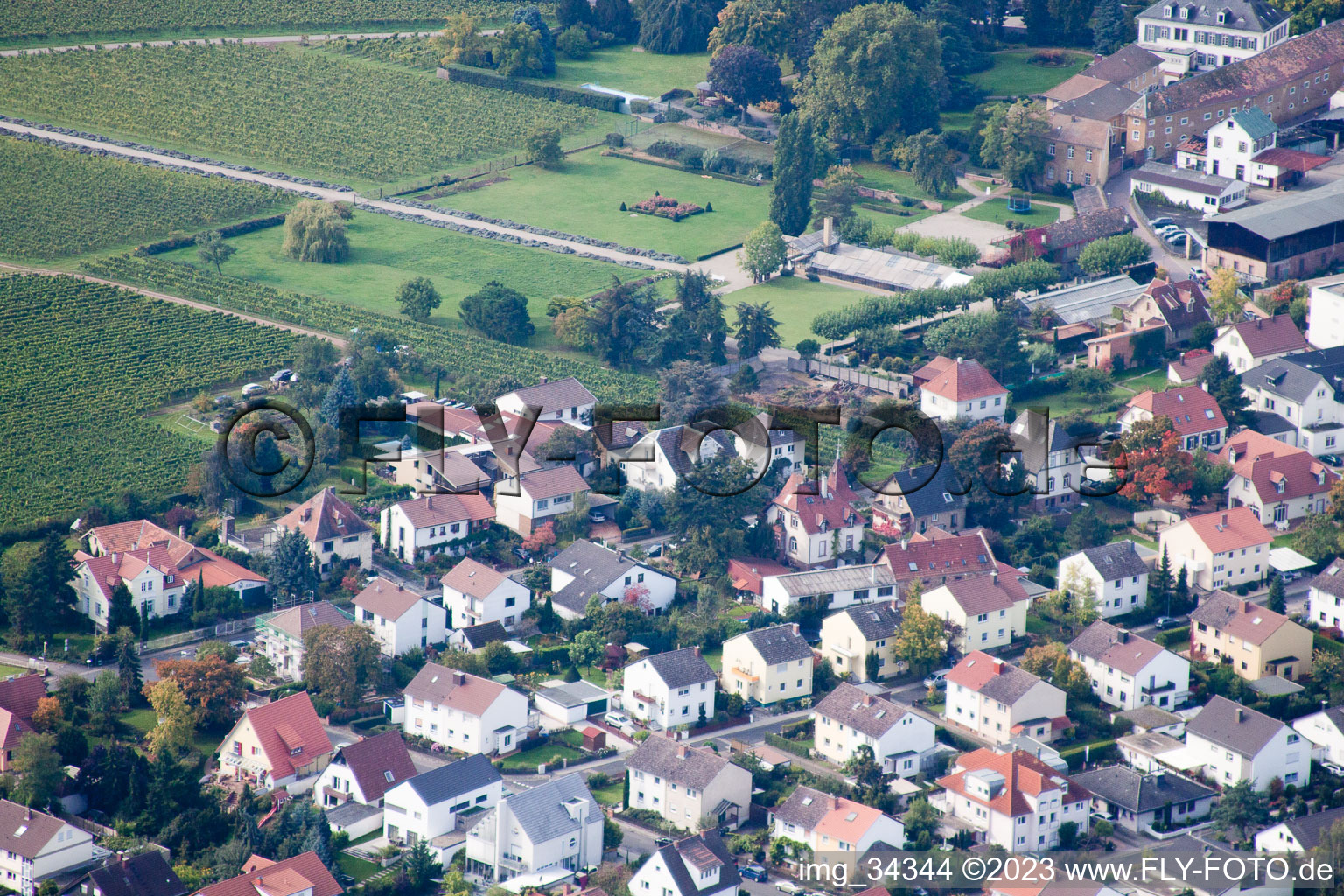 Zimmermann's apple days in Wachenheim an der Weinstraße in the state Rhineland-Palatinate, Germany seen from above
