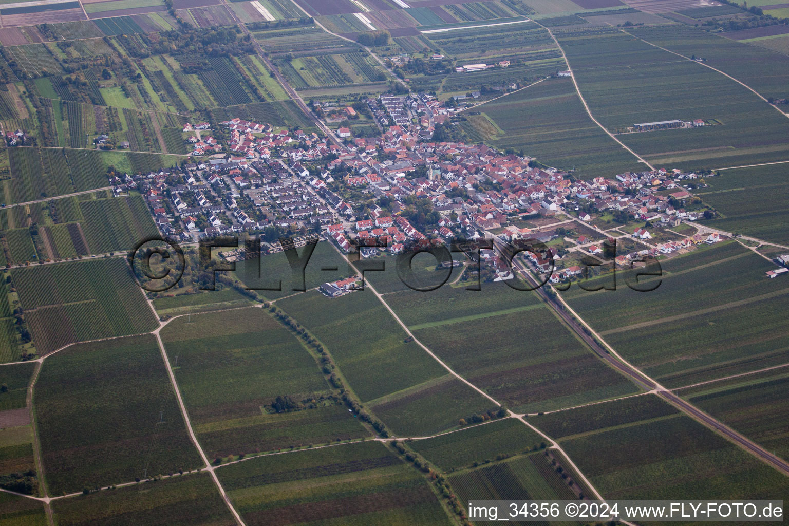 Aerial view of Gönnheim in the state Rhineland-Palatinate, Germany