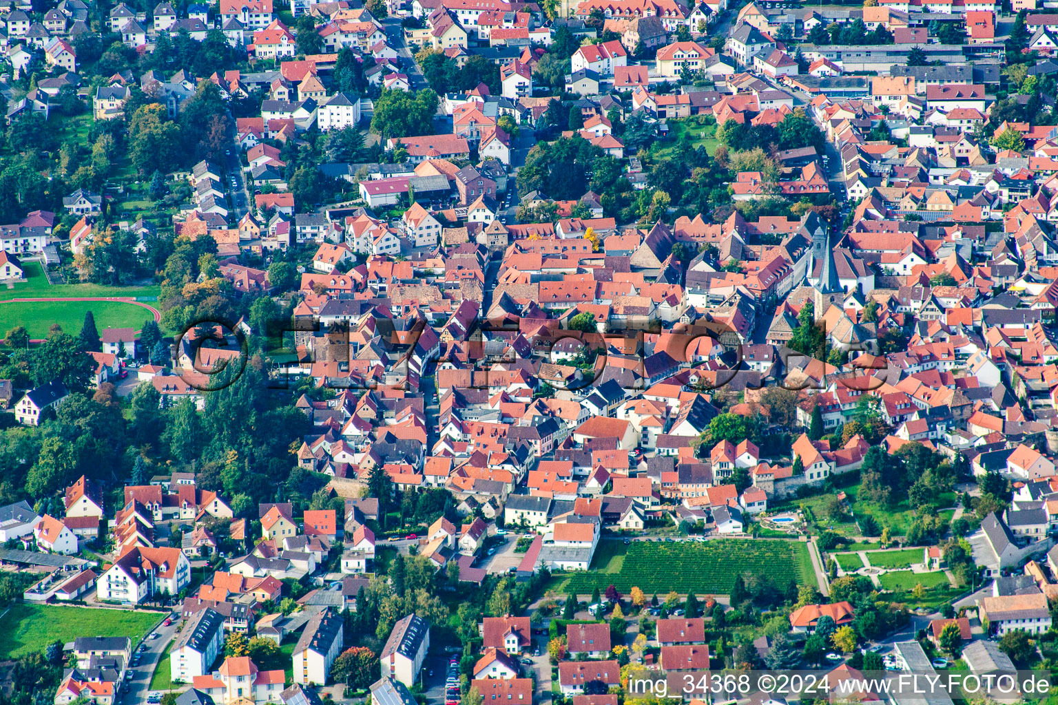 Freinsheim in the state Rhineland-Palatinate, Germany from above