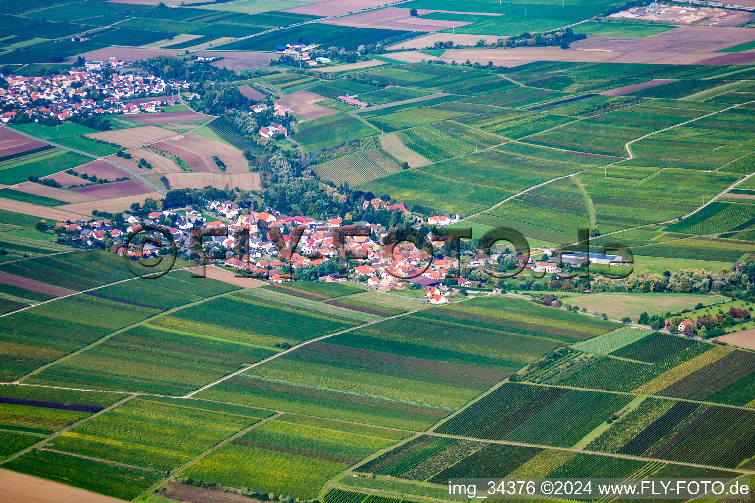 Village view of Sausenheim in Bissersheim in the state Rhineland-Palatinate