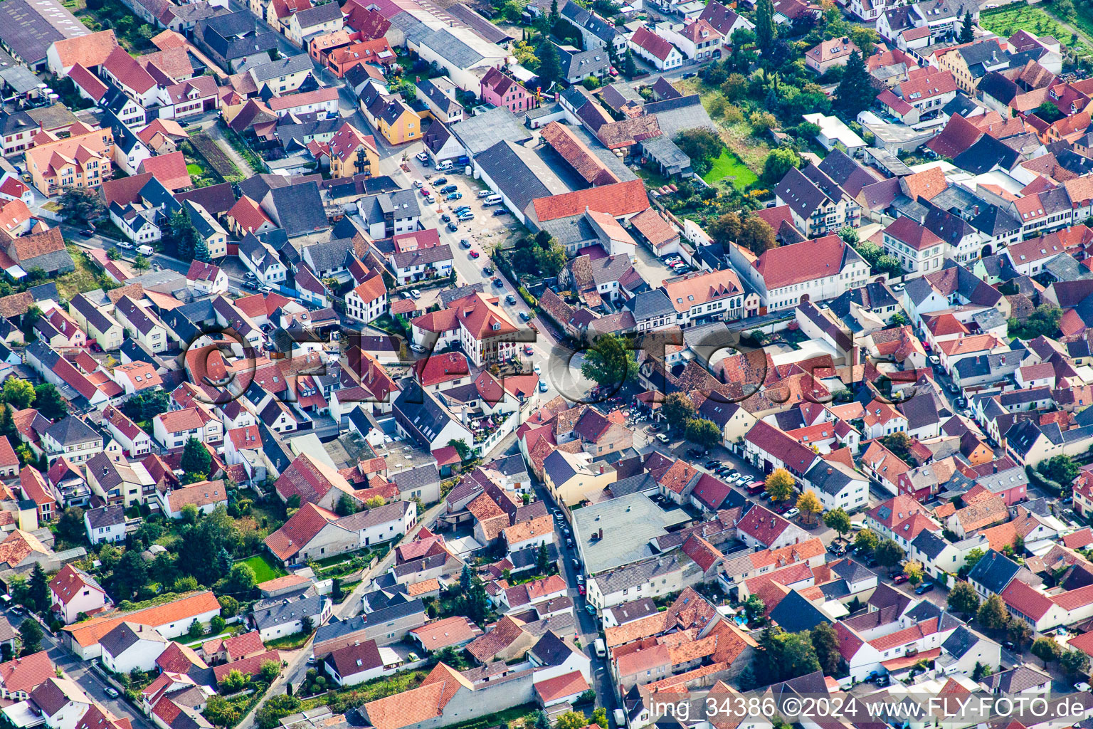 Weisenheim am Sand in the state Rhineland-Palatinate, Germany seen from above