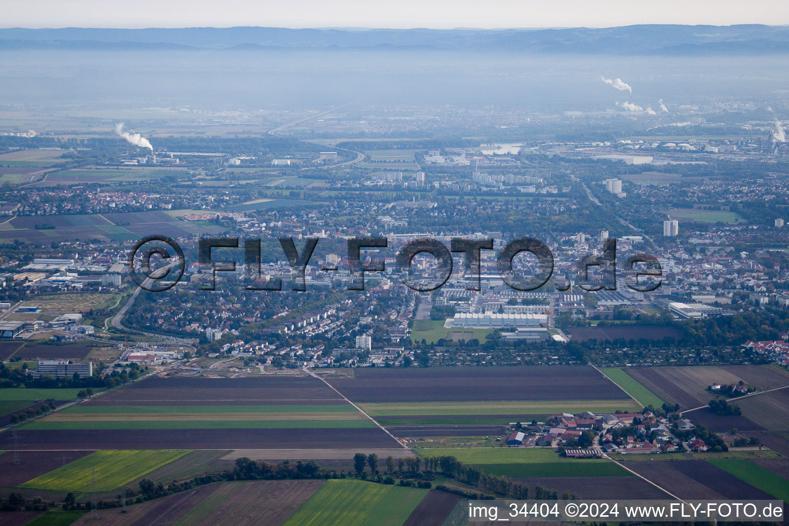 Drone recording of Frankenthal in the state Rhineland-Palatinate, Germany