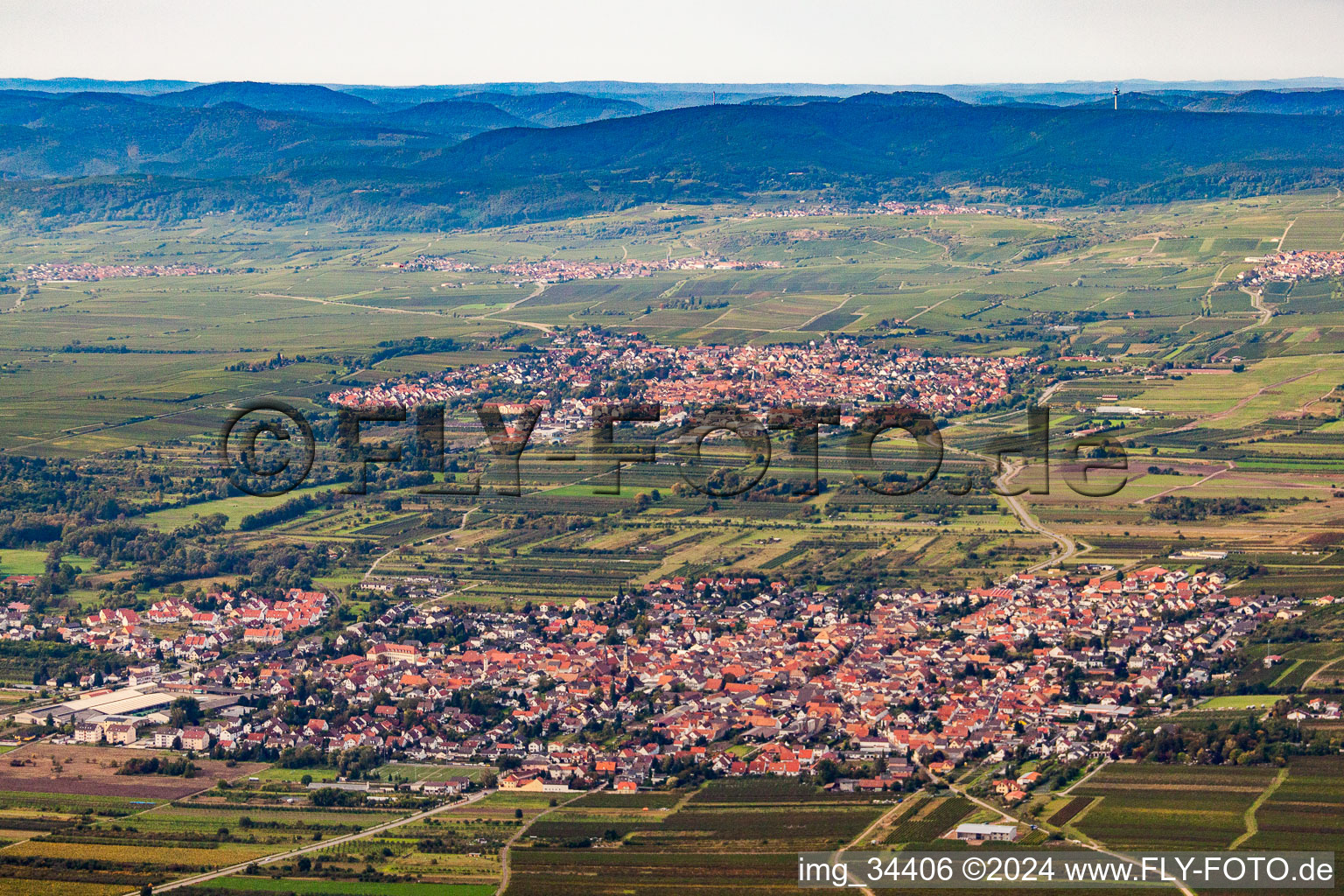 Weisenheim am Sand in the state Rhineland-Palatinate, Germany viewn from the air