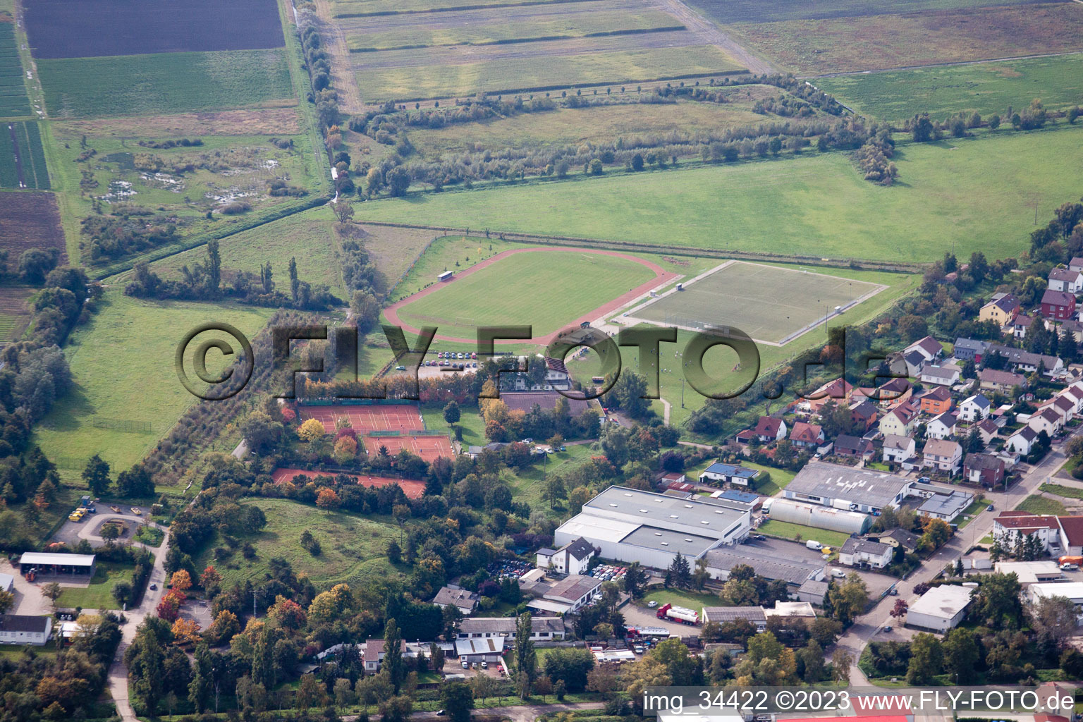 Lambsheim in the state Rhineland-Palatinate, Germany viewn from the air