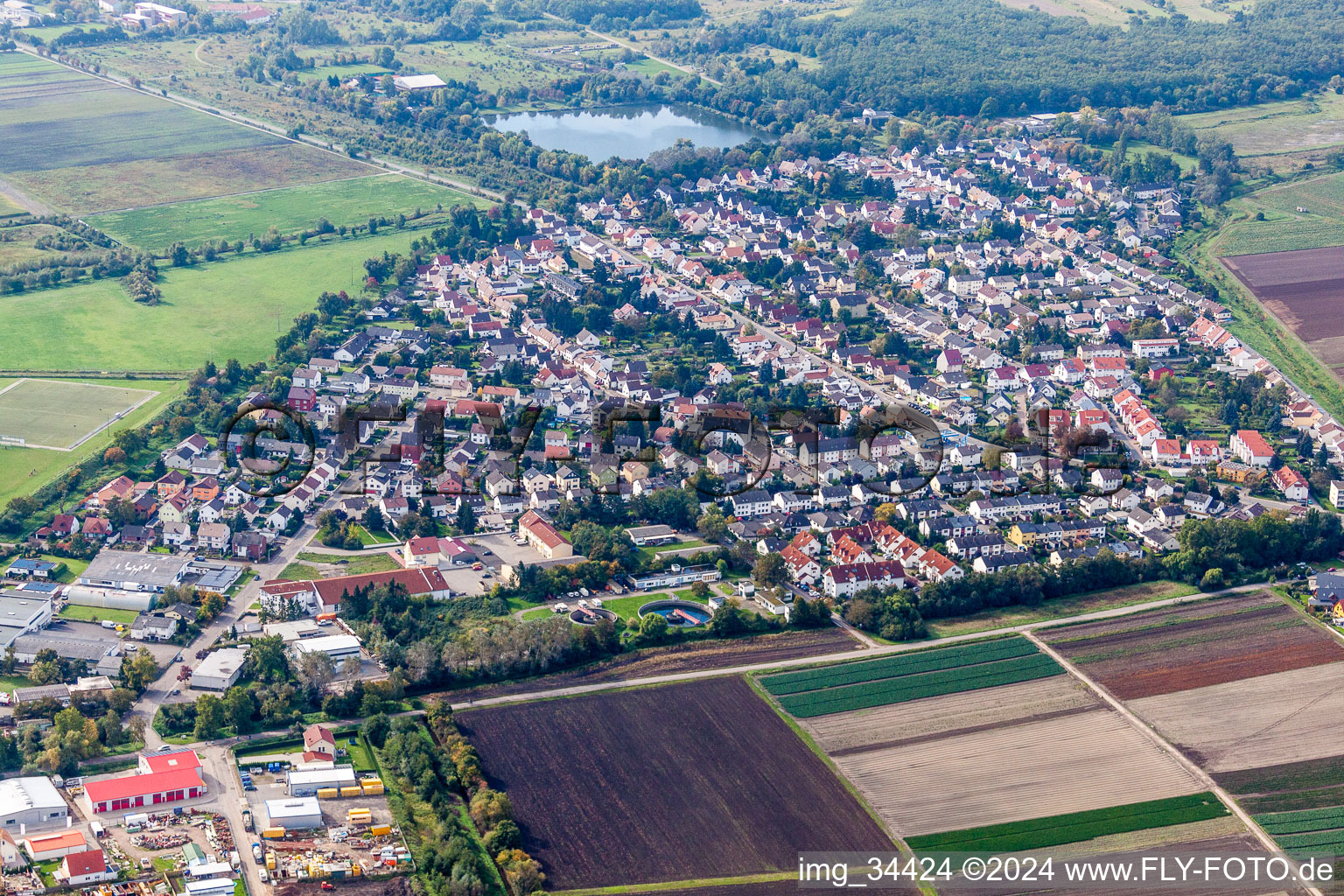 Settlement area in Lambsheim in the state Rhineland-Palatinate, Germany