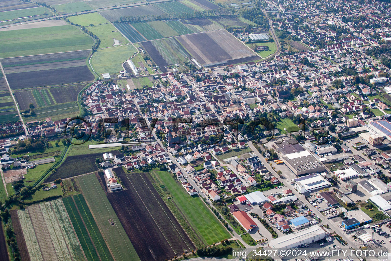 Maxdorf in the state Rhineland-Palatinate, Germany seen from a drone