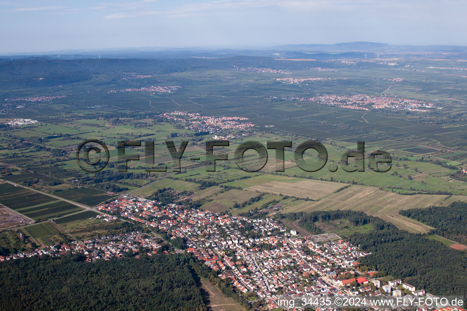 Maxdorf in the state Rhineland-Palatinate, Germany seen from above