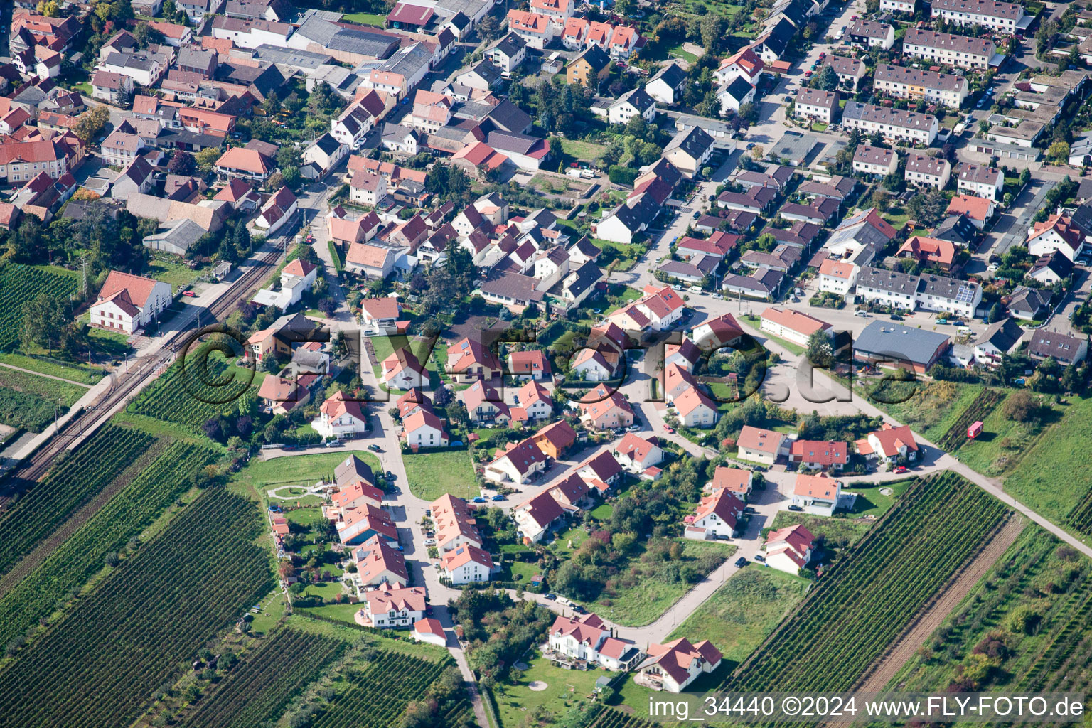 Fußgönheim in the state Rhineland-Palatinate, Germany from the drone perspective