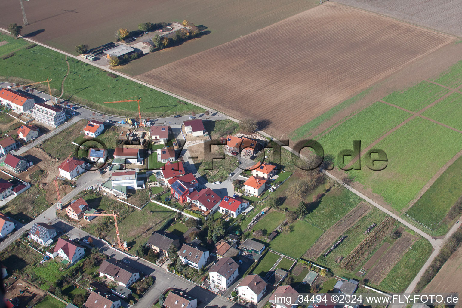 High path in Kandel in the state Rhineland-Palatinate, Germany from a drone