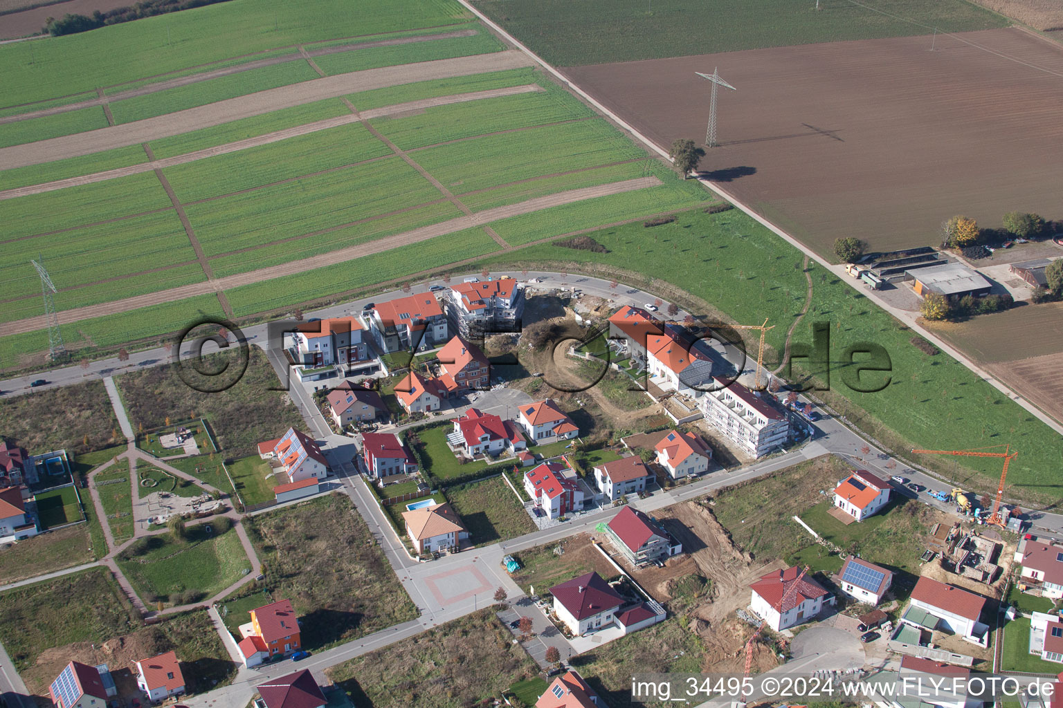 Mountain trail in Kandel in the state Rhineland-Palatinate, Germany seen from a drone