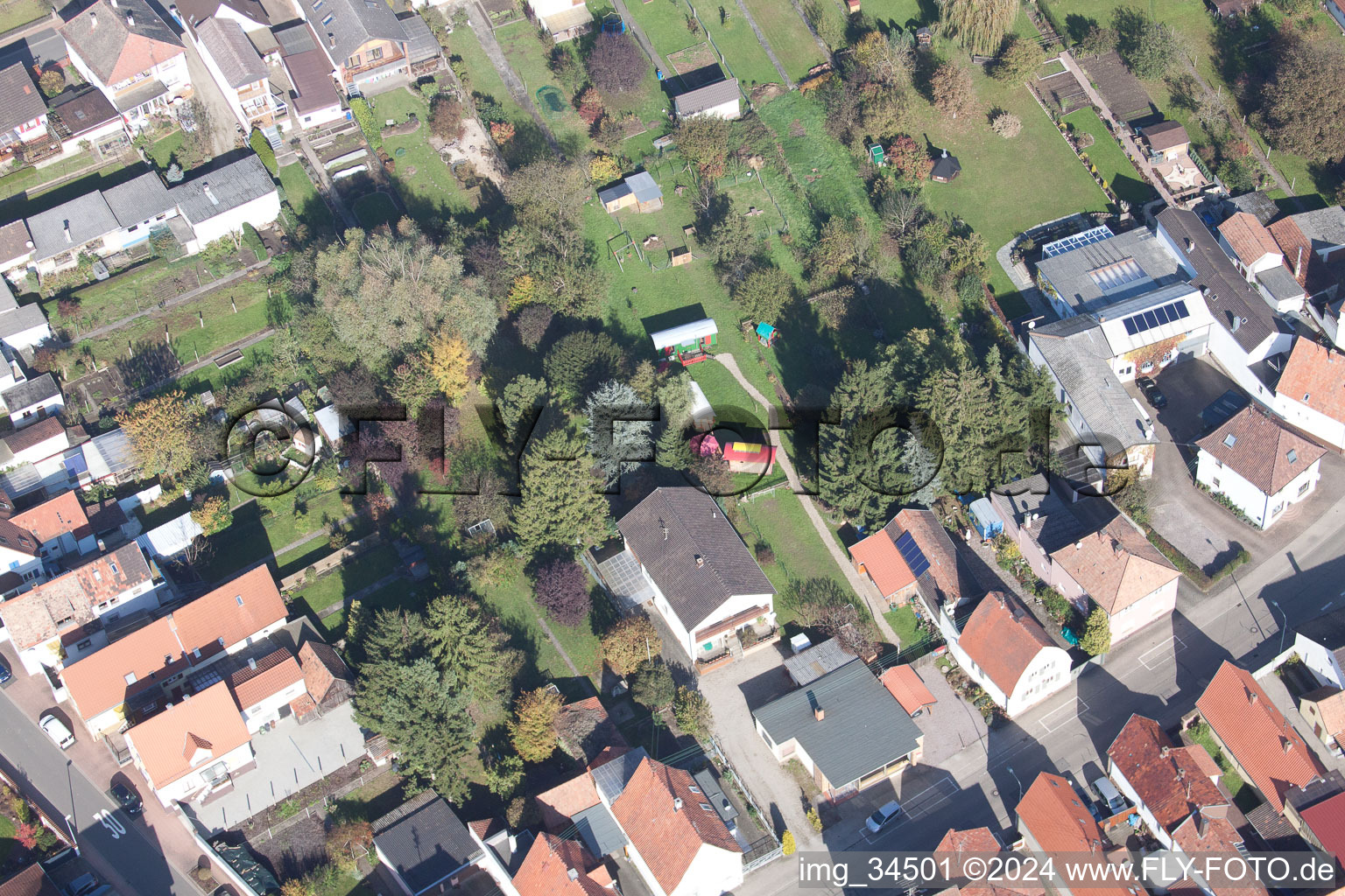 Saarstrasse Villa Kunterbunt in Kandel in the state Rhineland-Palatinate, Germany seen from above