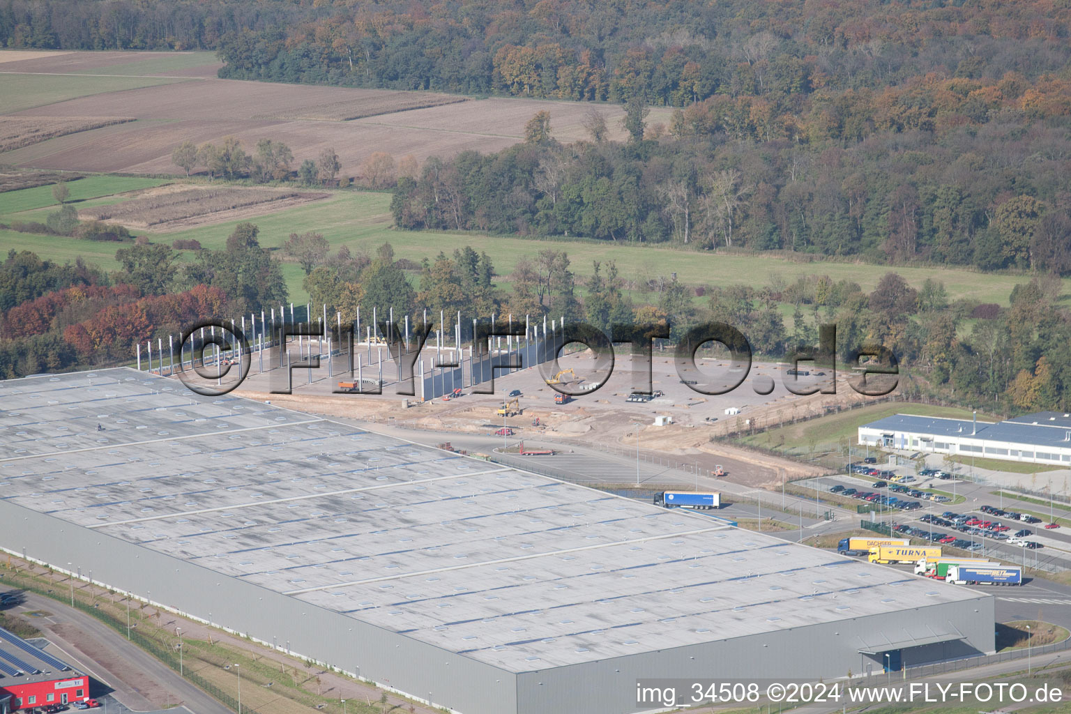 Aerial view of Horst Industrial Area, 2nd construction phase Gazely Logistics in the district Minderslachen in Kandel in the state Rhineland-Palatinate, Germany